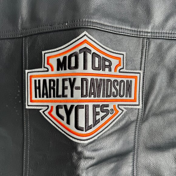 Harley-Davidson Men's Genuine Leather Black Biker Leather VTG Conghos Vest - M - Picture 10 of 10